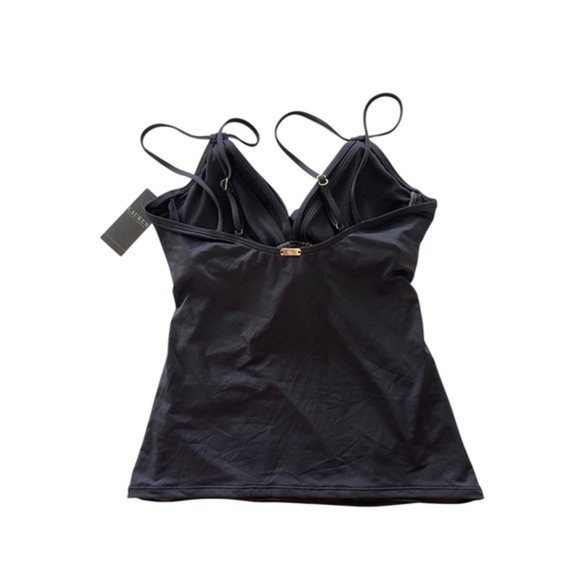Ralph Lauren Women's Black Double Strap Twist Front Tankini Top Size 4 $115 - Picture 2 of 4